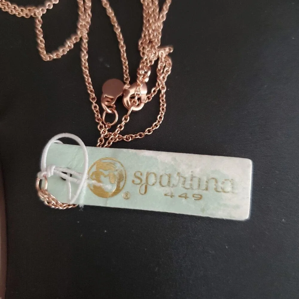 Spartina 449‎ Mermaid Glass Rose Gold Champagne Faceted Teardrop Pendant Long